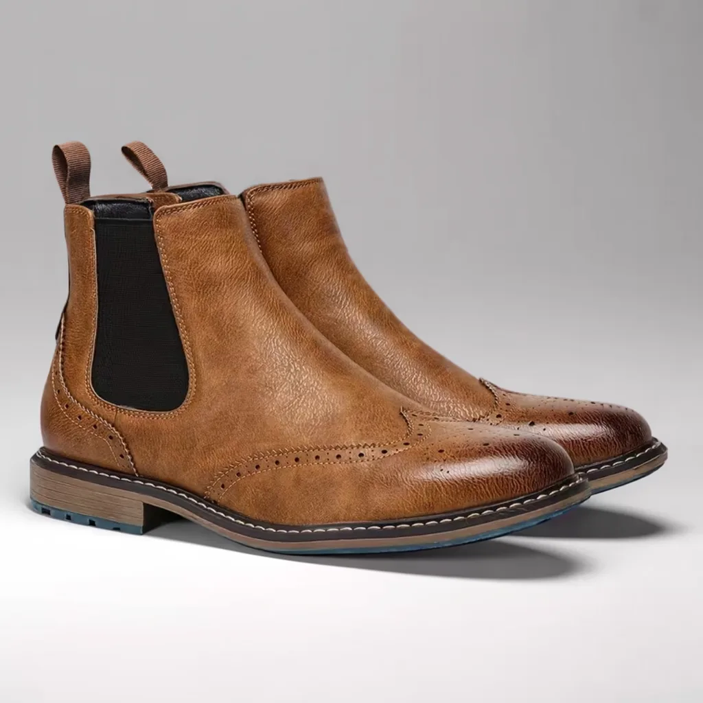 Men’s Chelsea Ankle Boots, Vintage Brogue Style, Slip-On Casual Shoes 1 men's cowboy boots