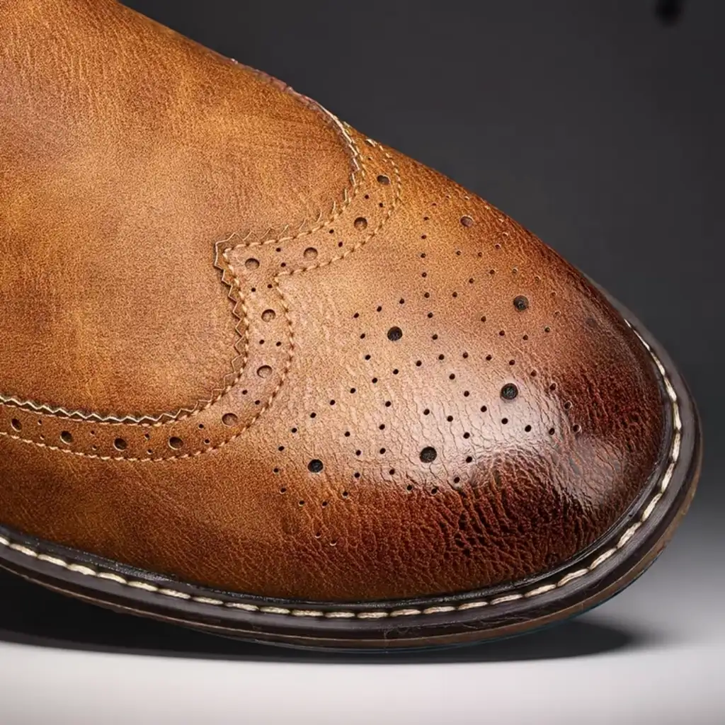 Men’s Chelsea Ankle Boots, Vintage Brogue Style, Slip-On Casual Shoes 4 men's cowboy boots