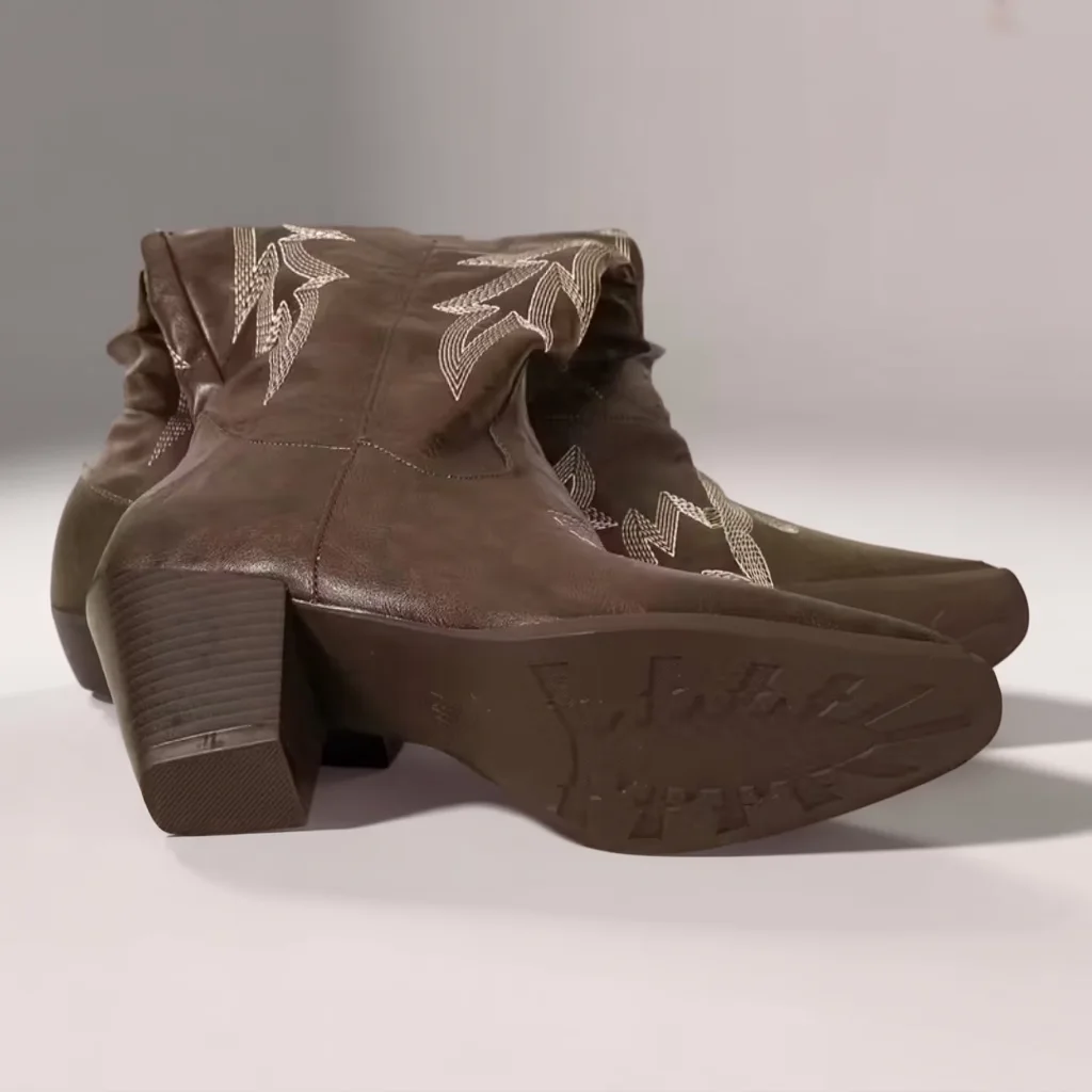 Women’s Dark Brown Knee-High Western Boots, Pointed Toe, Block Heel 4 men's cowboy boots