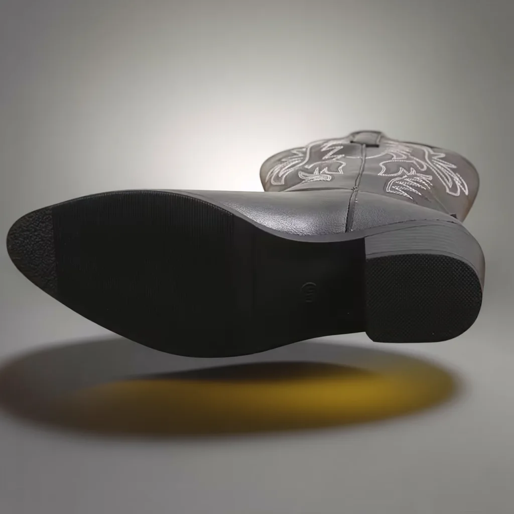 Women’s Embroidered Mid-Calf Western Boots, Pointed Toe, Slip-On 4 women cowboy boots