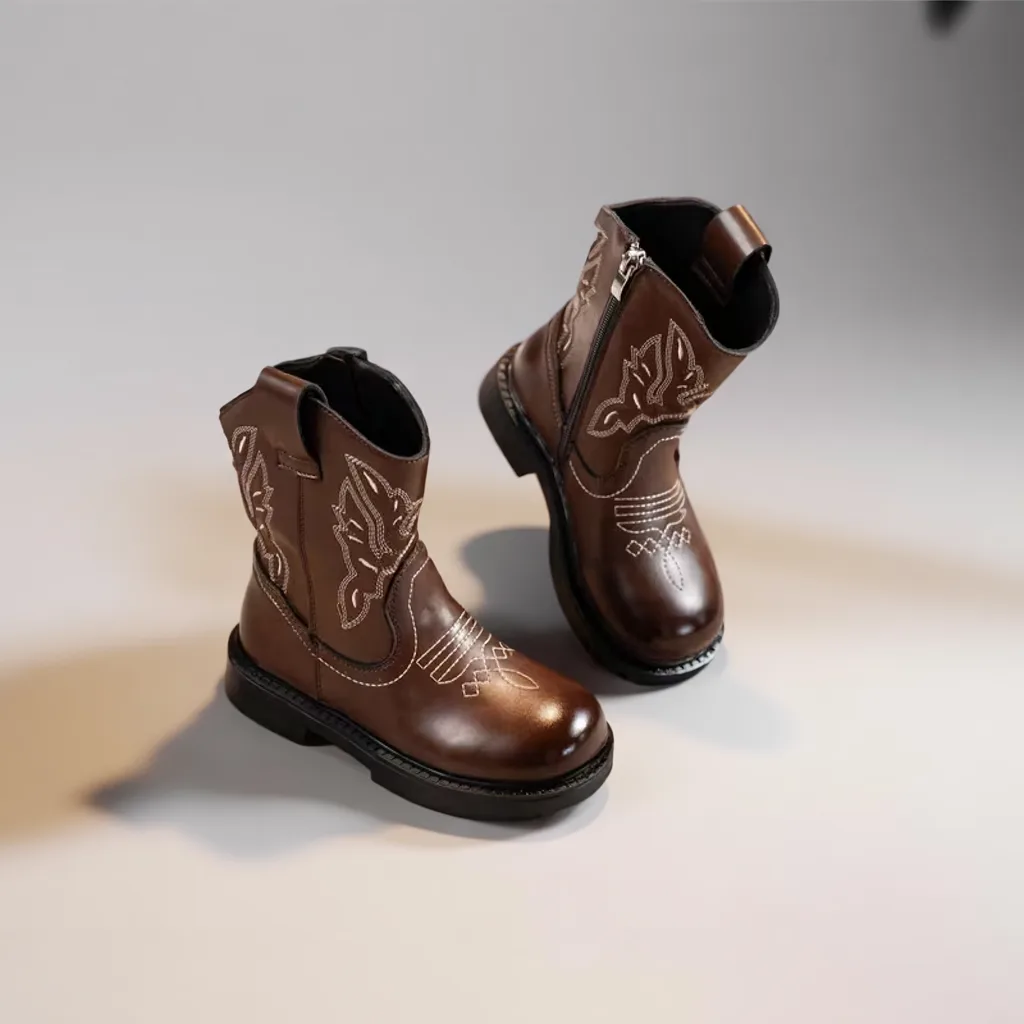 Kids’ Soft-Soled Non-Slip Boots, Low-Top Zip Style for Boys & Girls 3 kids cowboy boots