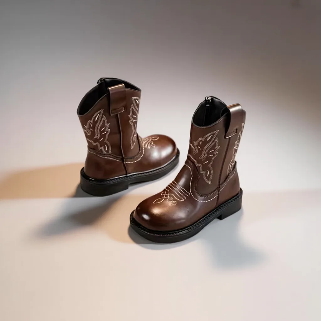 Kids’ Soft-Soled Non-Slip Boots, Low-Top Zip Style for Boys & Girls 2 kids cowboy boots