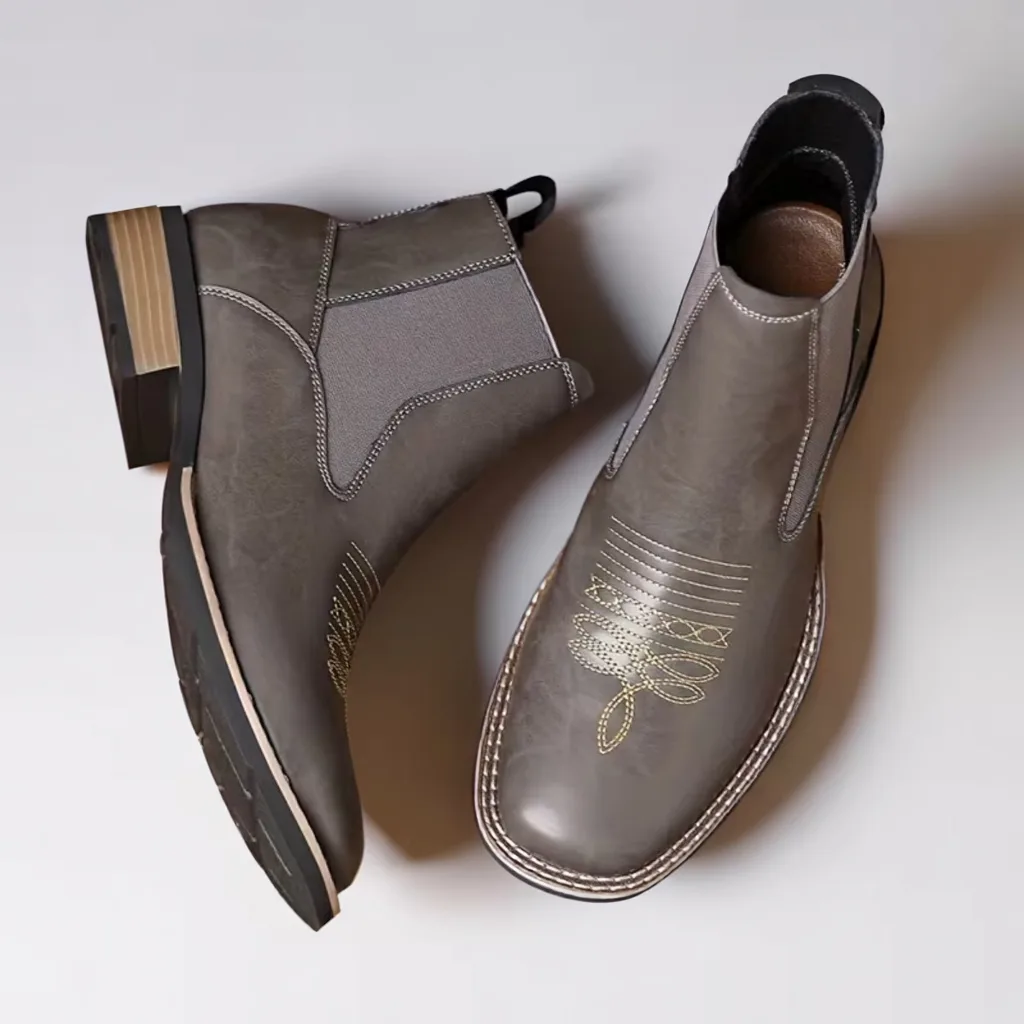 Men’s Casual Ankle Boots, Slip-On PU Boots, All-Season Wear 3 mens ankle cowboy boots