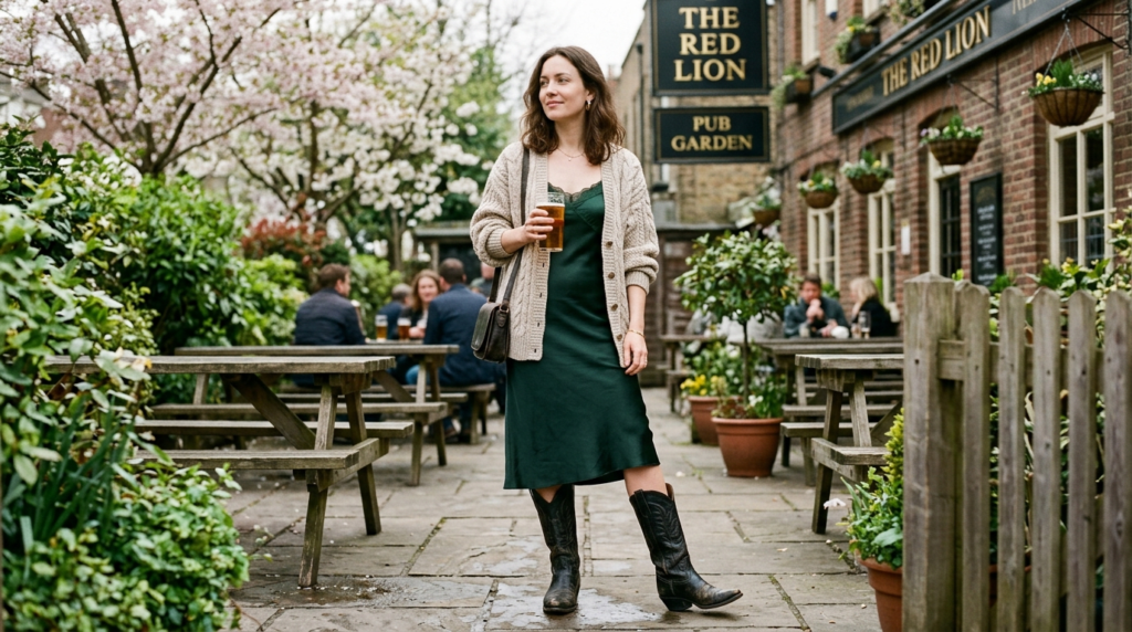 Slip Dress + Vintage Boots